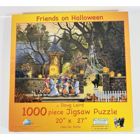 Friends On  Halloween Jigsaw Puzzle 1000 Pieces Complete Trick Or Treat Holiday - Picture 1 of 8